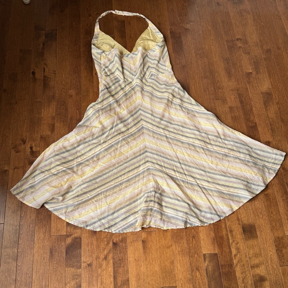 Mexx Striped Halter Midi Dress 100 % Cotton UK Size 14 - Picture 4 of 7